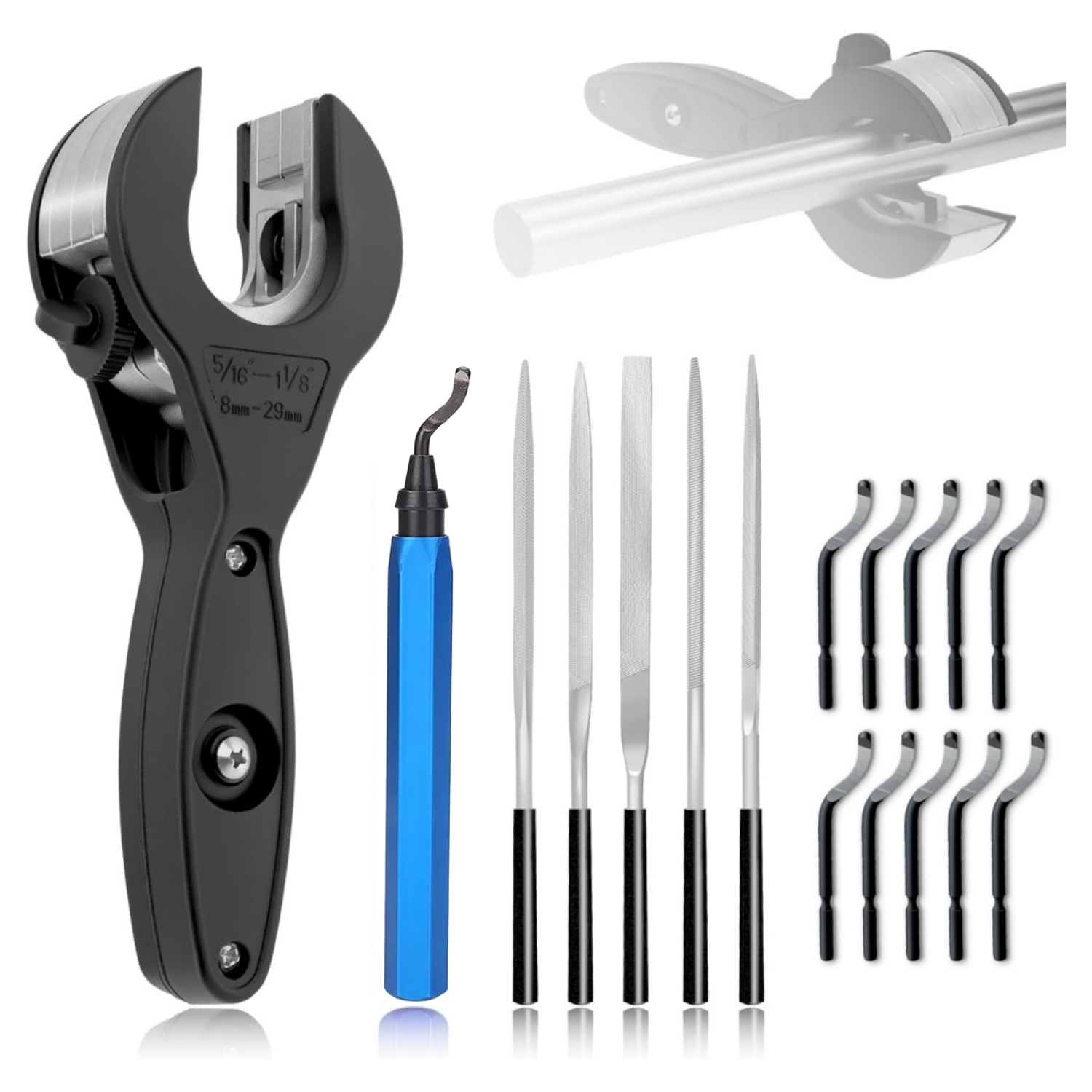 Pipe Cutter Ratchet - เครื่องตัดท่อแบบมีระบบปรับระดับ สำหรับงานหนัก พร้อมเครื่องมือลบคม ตะไบเหล็ก 5 รูปแบบ